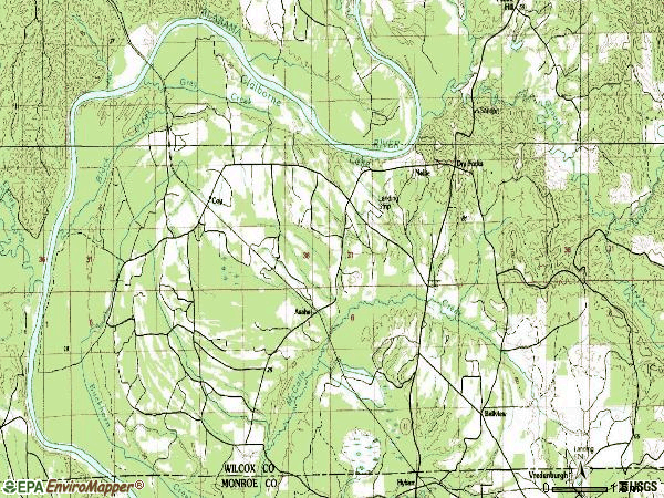 Zip code 36435 topographic map