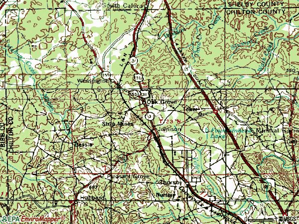 Zip code 35085 topographic map