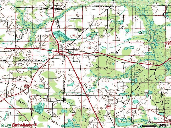 Zip code 32426 topographic map