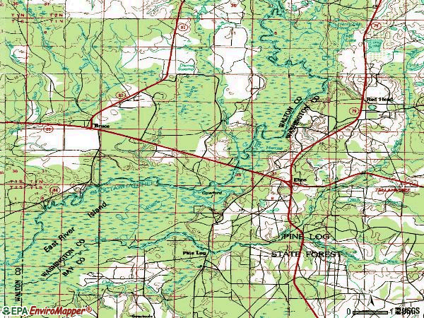 Zip code 32437 topographic map