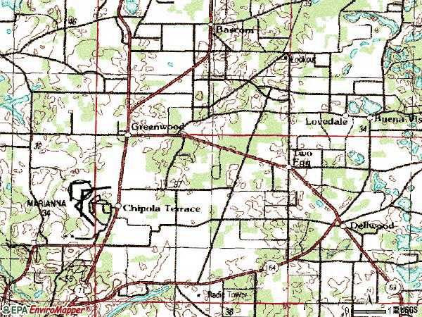 Zip code 32443 topographic map