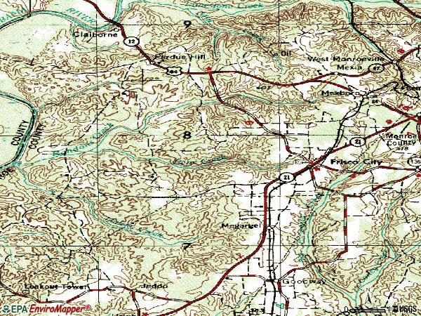 Zip code 36445 topographic map