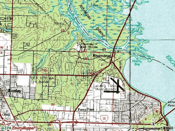 Zip code 32514 topographic map