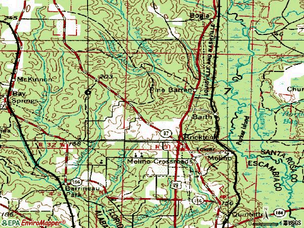 Zip code 32577 topographic map