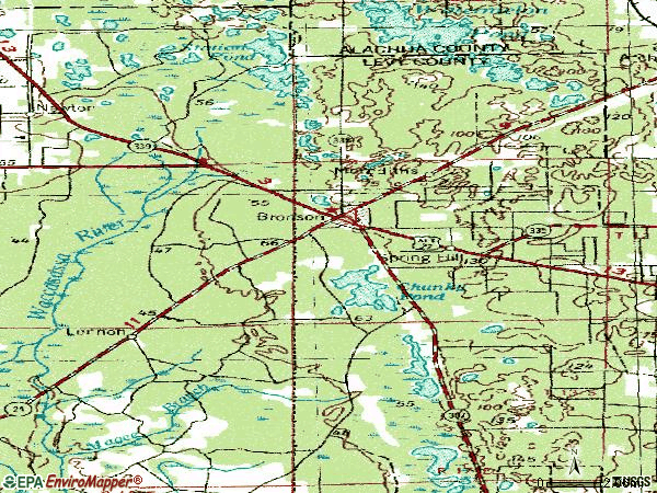 Zip code 32621 topographic map
