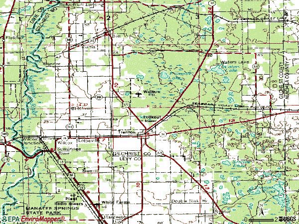Zip code 32693 topographic map