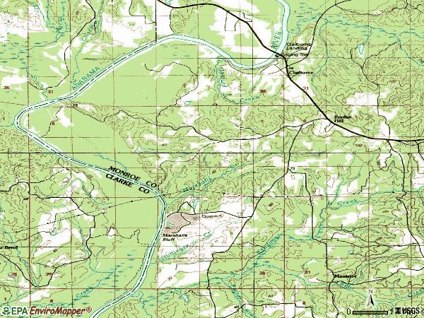 Zip code 36470 topographic map