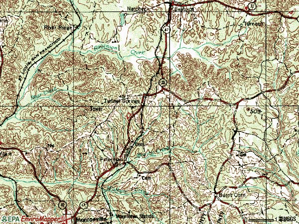 Zip code 36471 topographic map