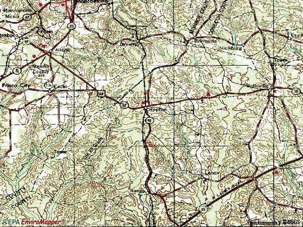 Zip code 36475 topographic map