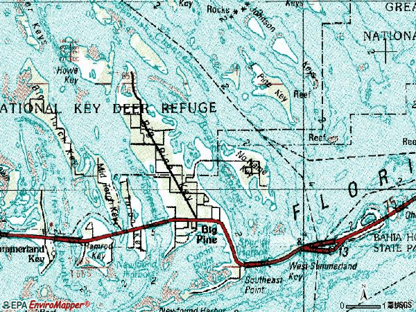 Zip code 33043 topographic map