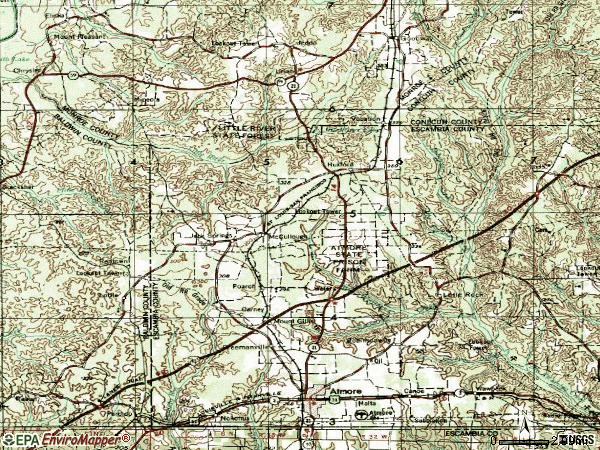 Zip code 36502 topographic map