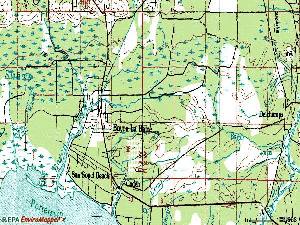 Zip code 36509 topographic map