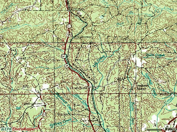 Zip code 36521 topographic map