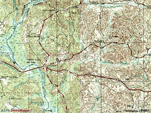 Zip code 36524 topographic map
