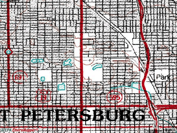 Zip code 33713 topographic map