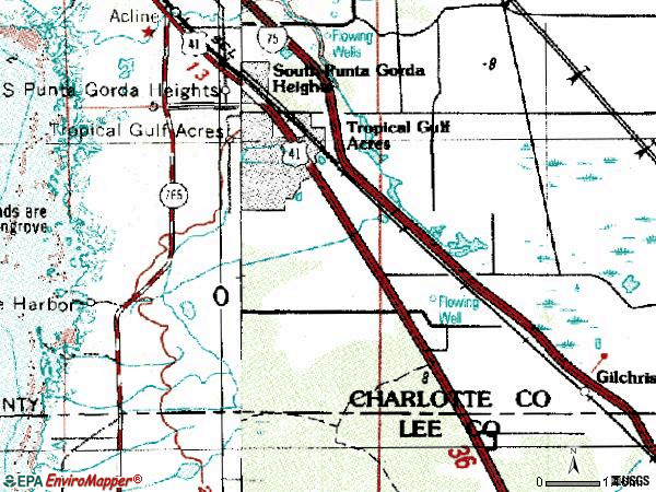 Zip code 33955 topographic map