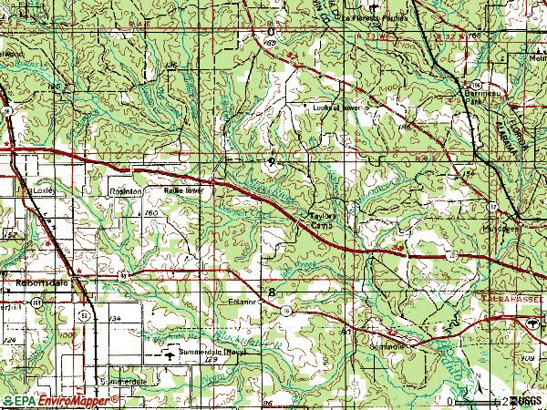 Zip code 36567 topographic map