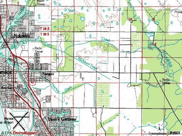 Zip code 34292 topographic map