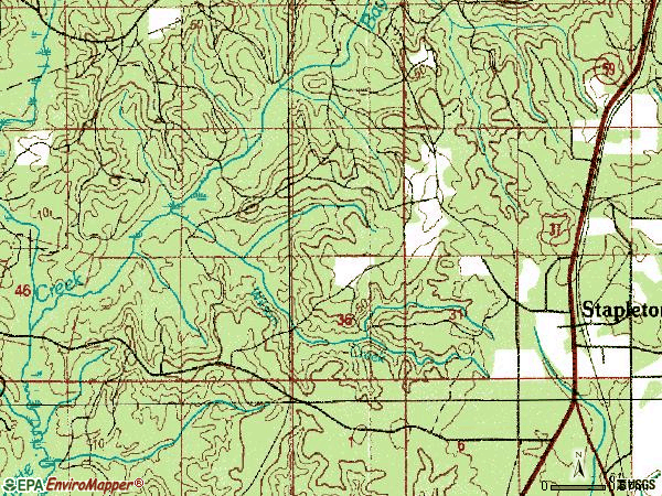 Zip code 36578 topographic map