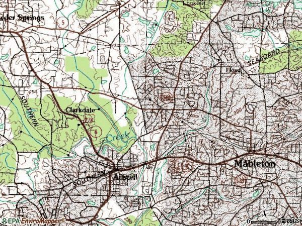 Zip code 30106 topographic map