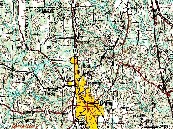 Zip code 30223 topographic map