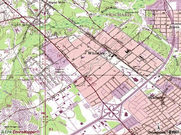 Zip code 36612 topographic map