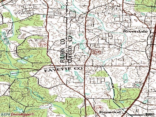 Zip code 30296 topographic map