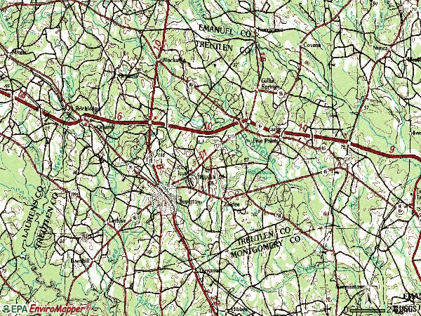 Zip code 30457 topographic map