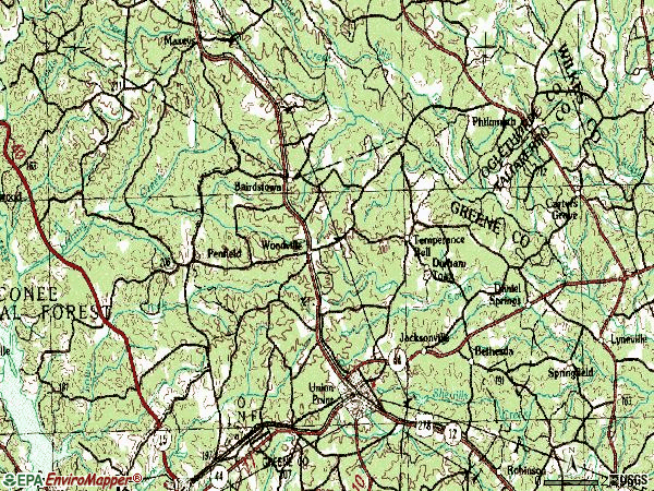 Zip code 30669 topographic map