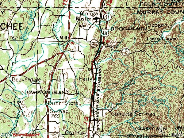 Zip code 30711 topographic map