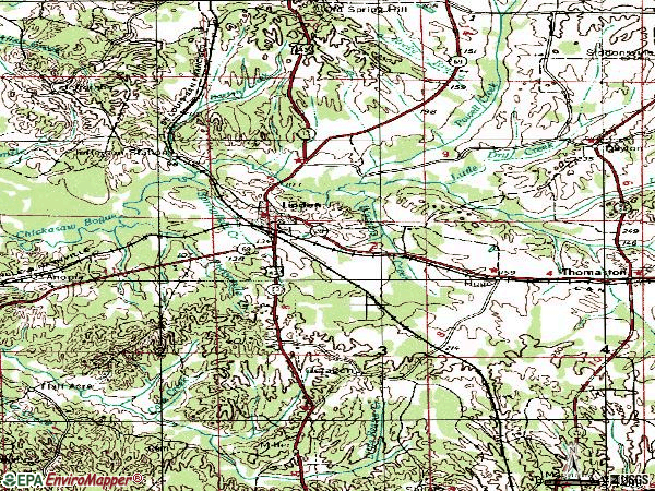 Zip code 36748 topographic map