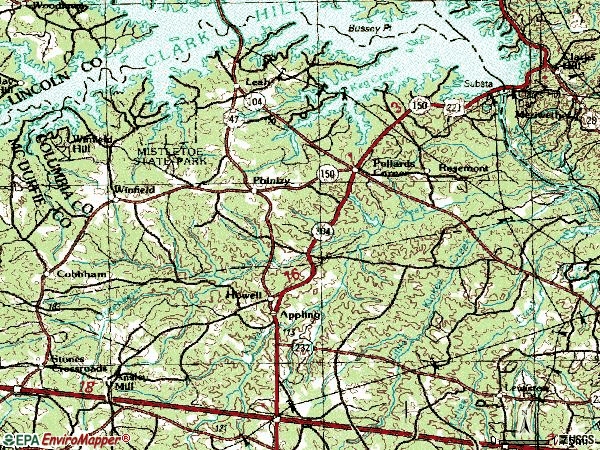 Zip code 30802 topographic map