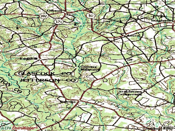 Zip code 30803 topographic map