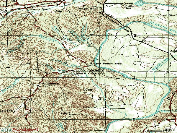 Zip code 36751 topographic map