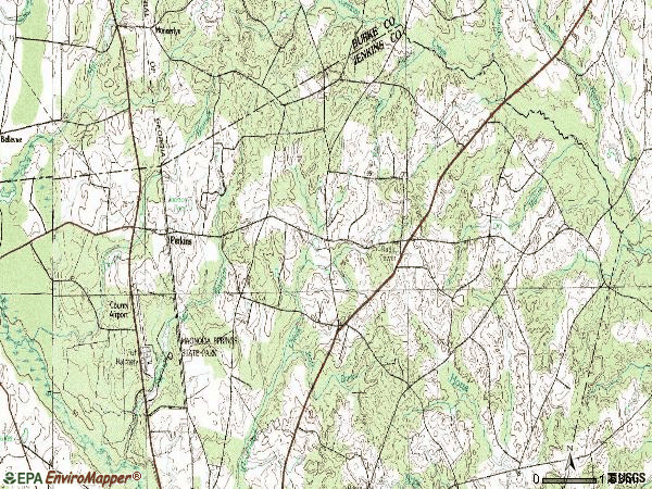 Zip code 30822 topographic map