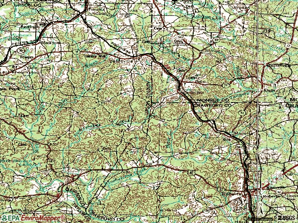 Zip code 31016 topographic map