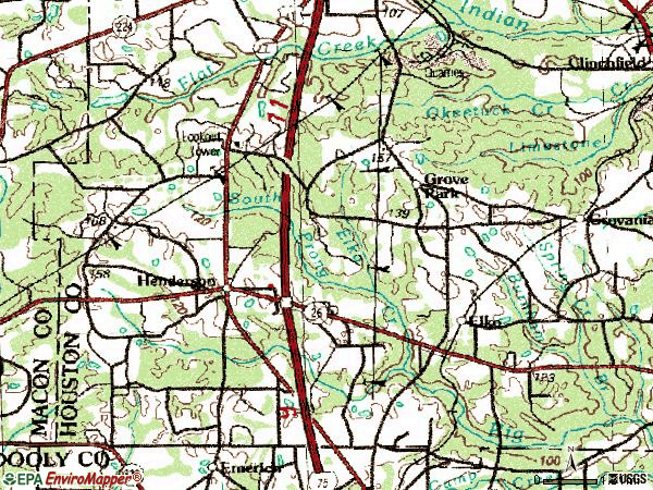 Zip code 31025 topographic map