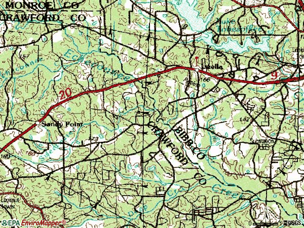 Zip code 31052 topographic map