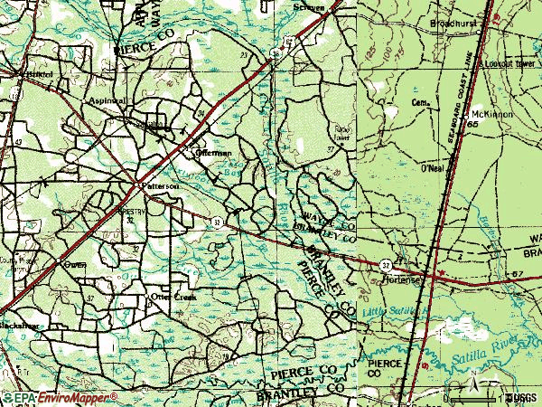 Zip code 31557 topographic map