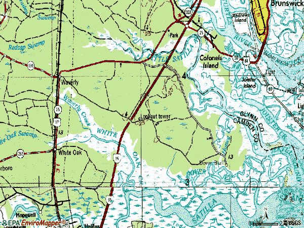 Zip code 31565 topographic map