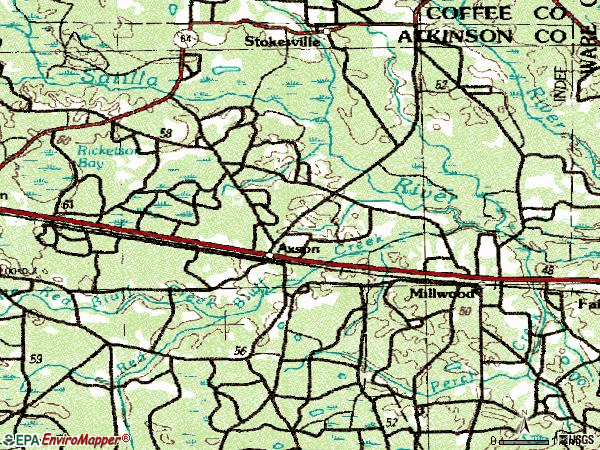 Zip code 31624 topographic map