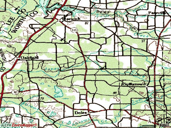 Zip code 31796 topographic map