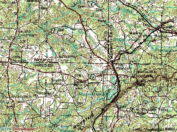 Zip code 31822 topographic map