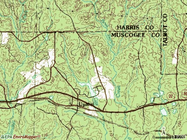 Zip code 31829 topographic map