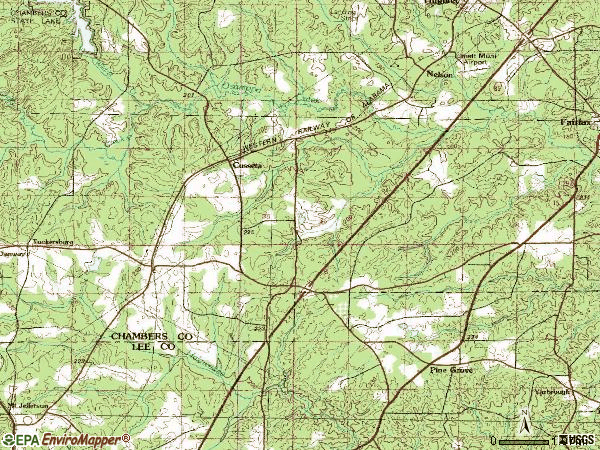 Zip code 36852 topographic map