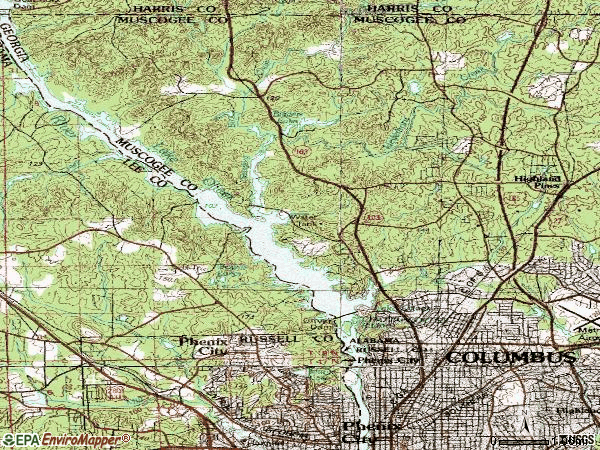 Zip code 31904 topographic map