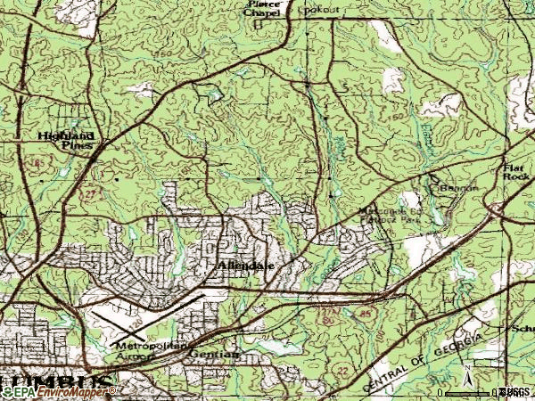 Zip code 31909 topographic map