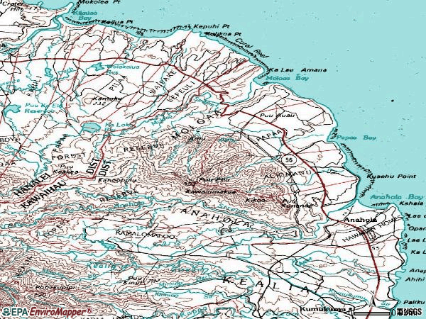 Zip code 96703 topographic map