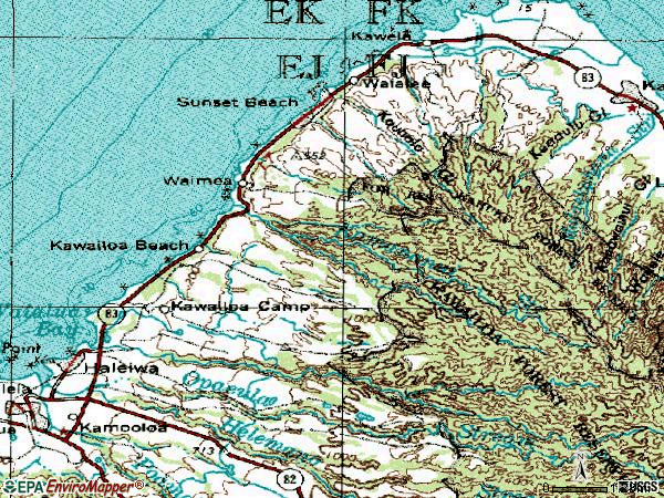 Zip code 96712 topographic map