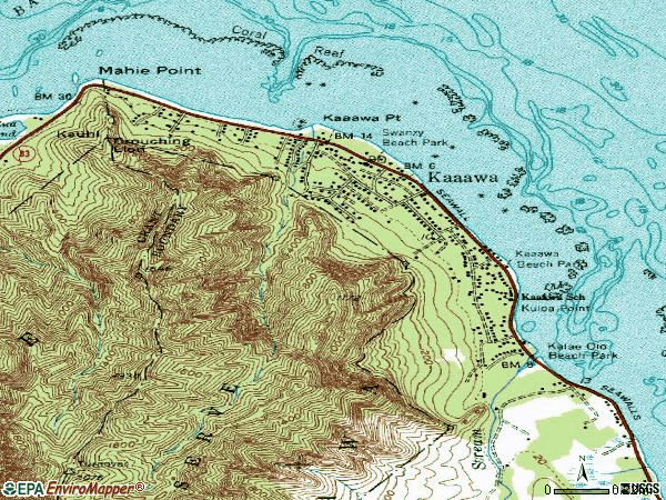 Zip code 96730 topographic map